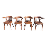 4 Baumann armchairs in bent wood