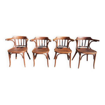 4 Baumann armchairs in bent wood