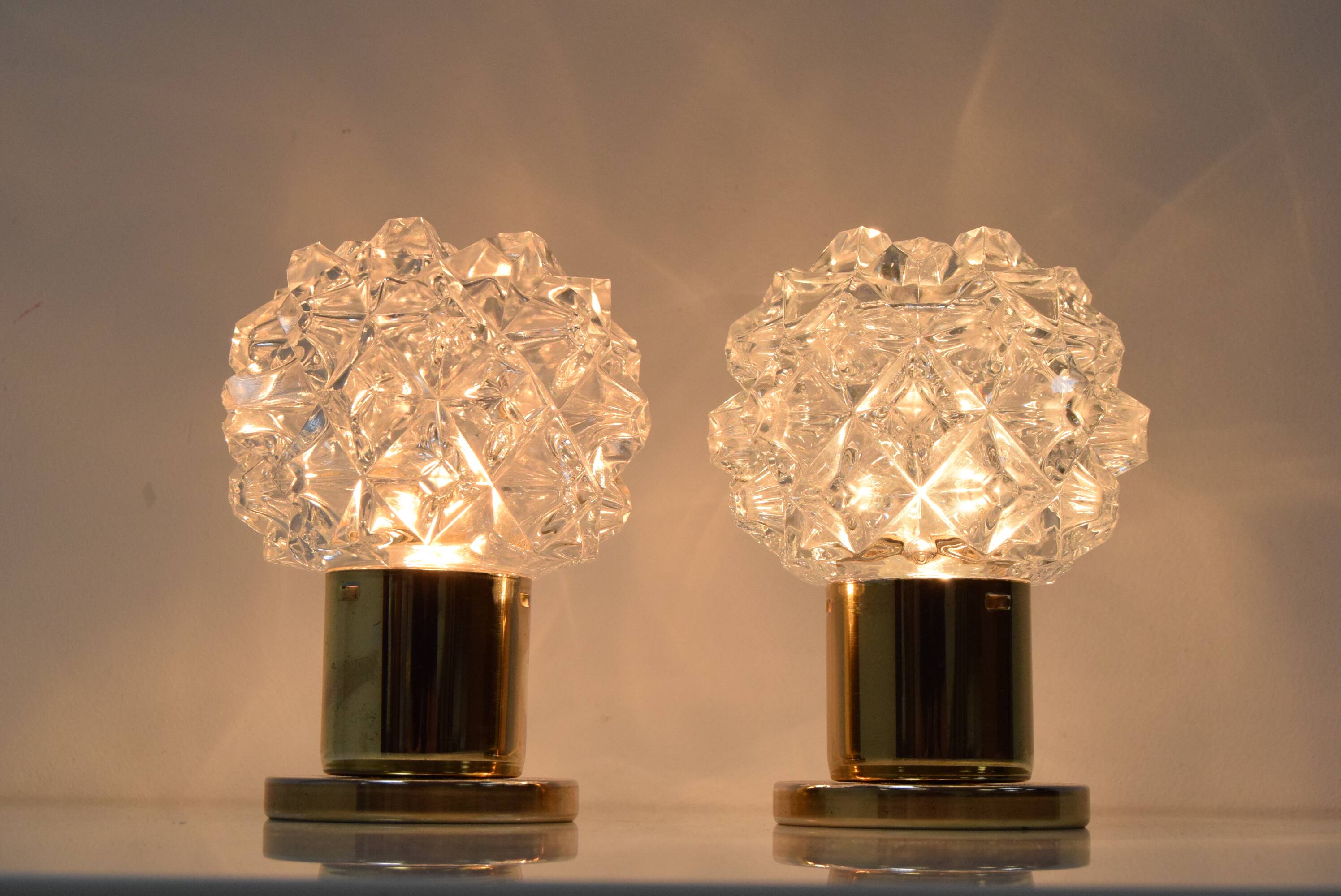 Pair of Design Table or Wall Lamps by Preciosa, Kamenicky Senov, Czechoslovakia, 1960's.