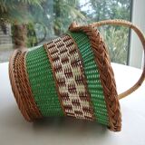 Vintage wicker and scoubidou basket