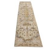 2x10 Beige Brown Floral Turkish Runner Rug, 73x302Cm SK 7009