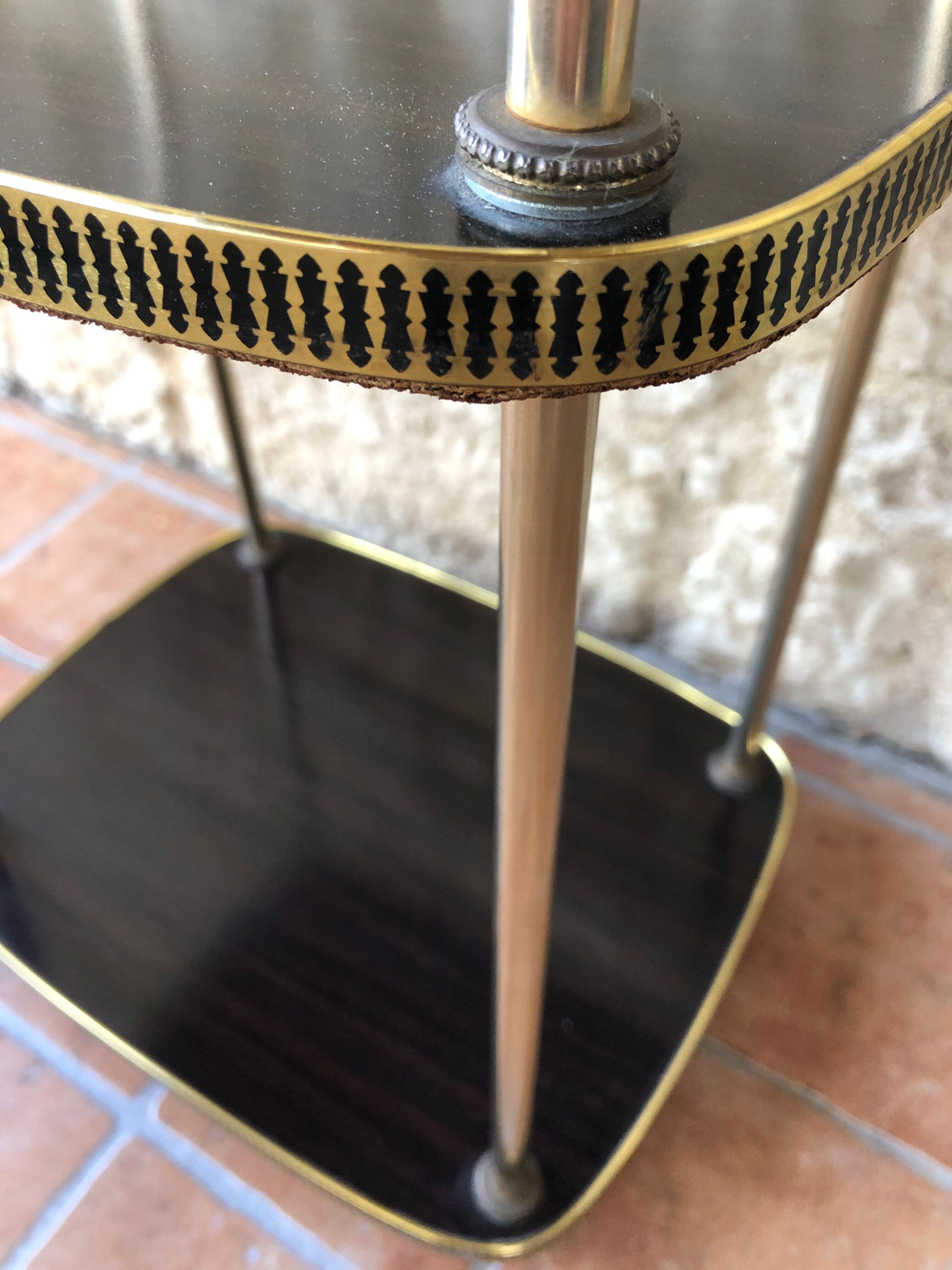 Side table has three shelves Formica and brass 60s/70s