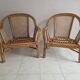 Pair of vintage rattan and cane armchairs – 1960s/70s