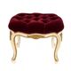Antique upholstered stool in red velvet and carved wood