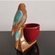 Figurative flowerpot Parrot slip brown blue/green