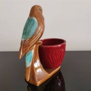 Figurative flowerpot Parrot slip brown blue/green
