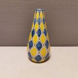 Vase italien à motif Arlequin dans un beau jaune/bleu