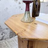 Hexagonal console table guéridon Regain pine 1970