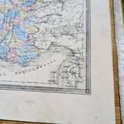 France and departments, old map, printed in 1852. Authentic.