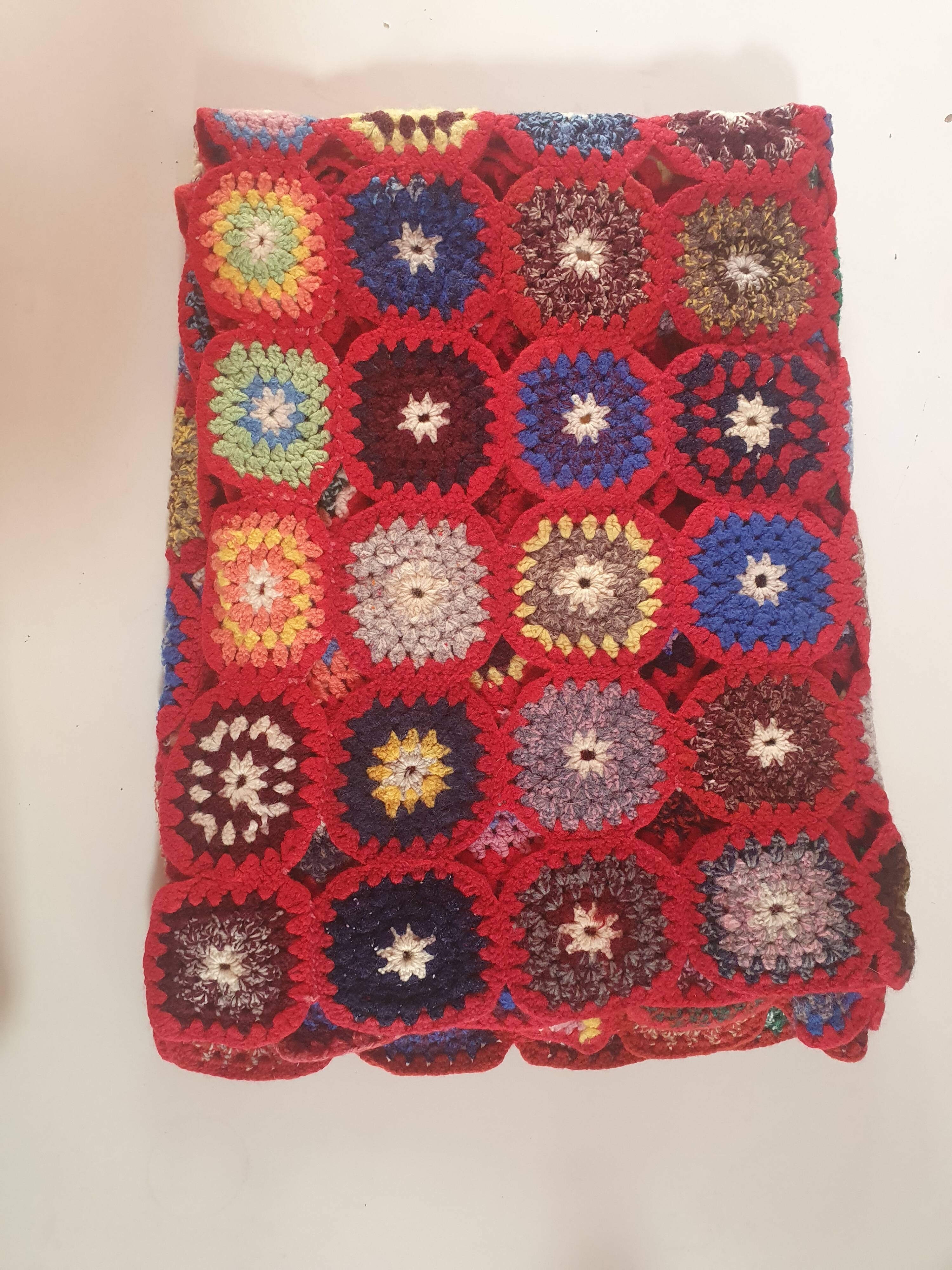vintage crochet bed cover 180 x 125cm for a single bed red