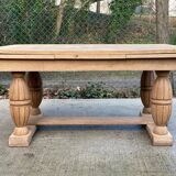 Art Deco extendable monastery table renovated in raw oak 250cm