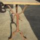 Bistro table 1900 oak tray