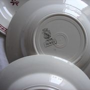 Lot 6 hollow plates Digoin Sarreguemines Dominique Red Flowers Art Deco