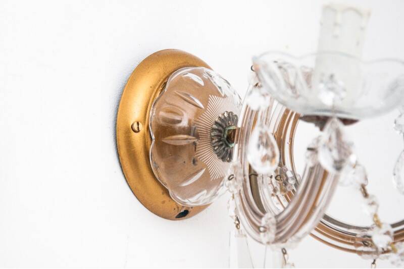 A pair of crystal sconces, France.