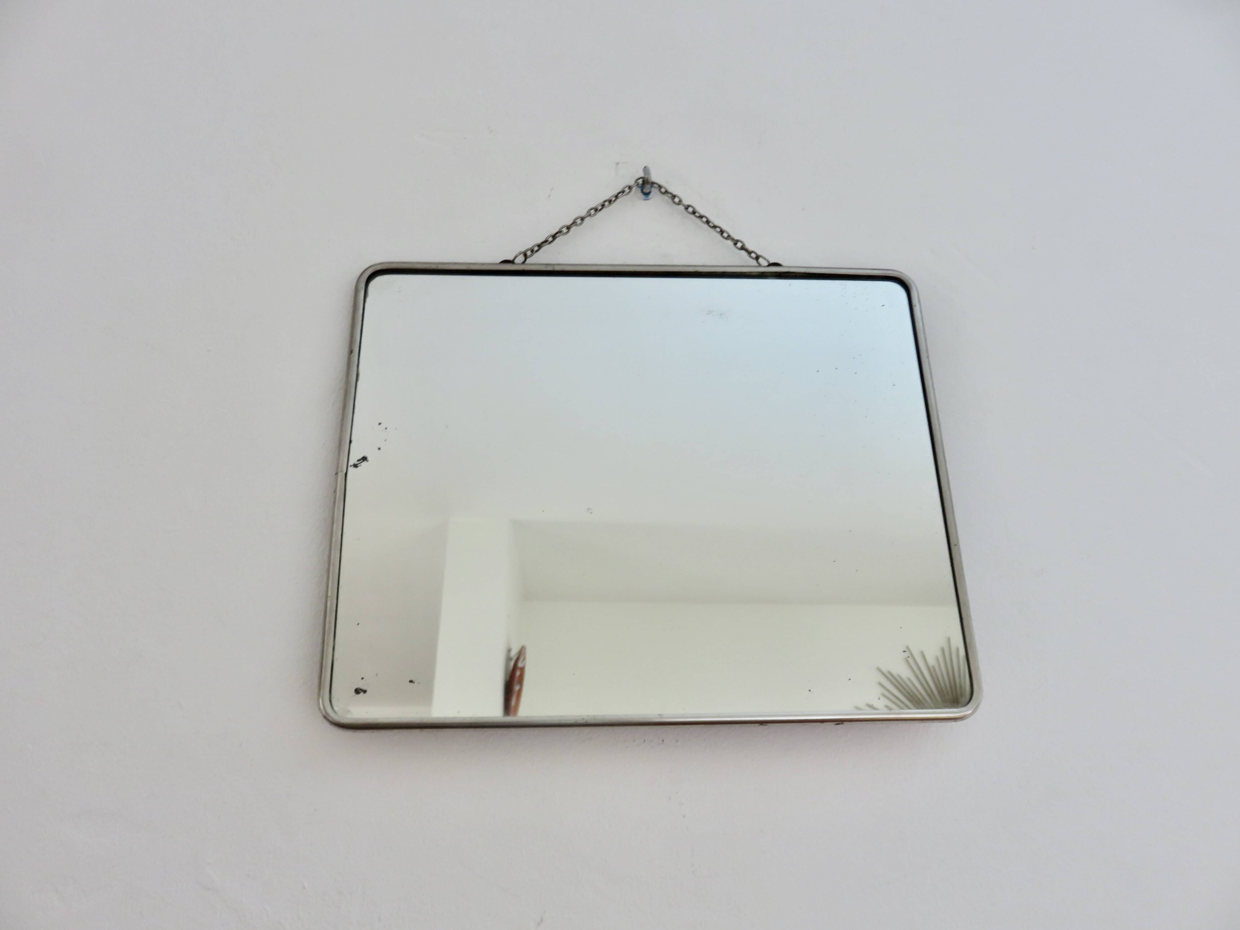Antique barber's mirror with chain, art deco, 1940s-1950s