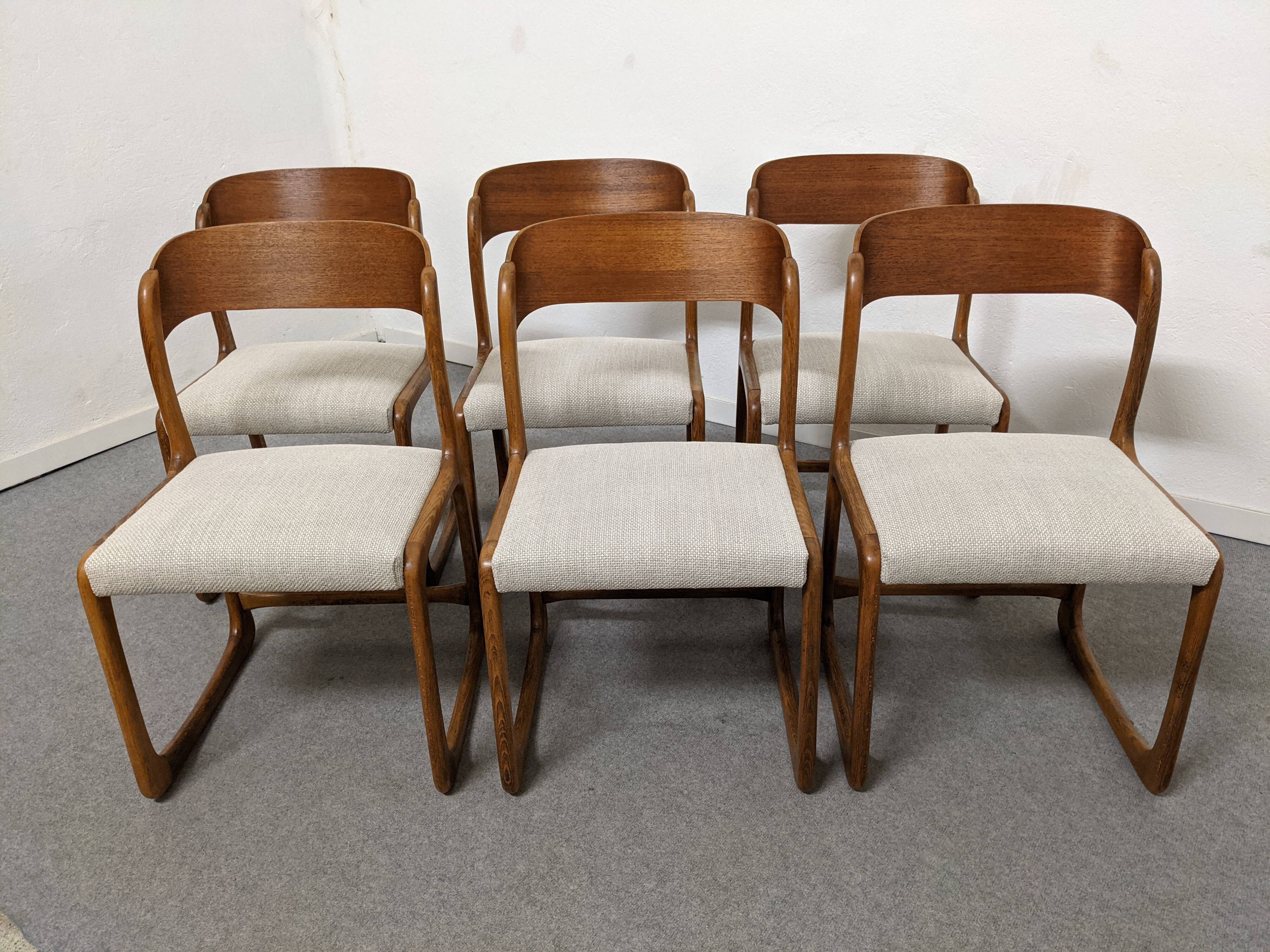 Set of 6 Baumann sleigh chairs from the 60s/70s