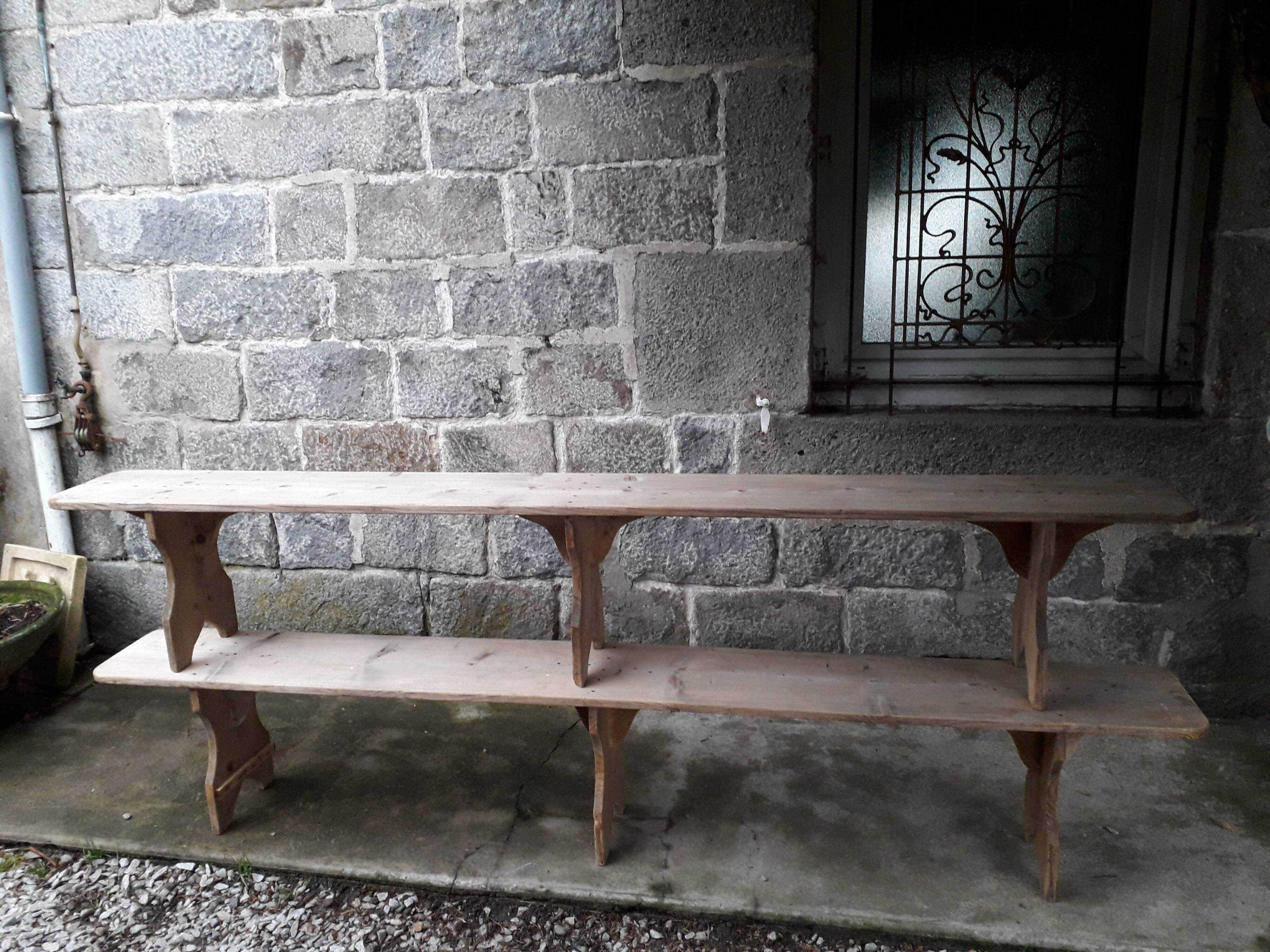 Pair of rustic benches 265 cm