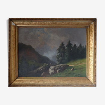 Signed oil painting with frame - Landscape