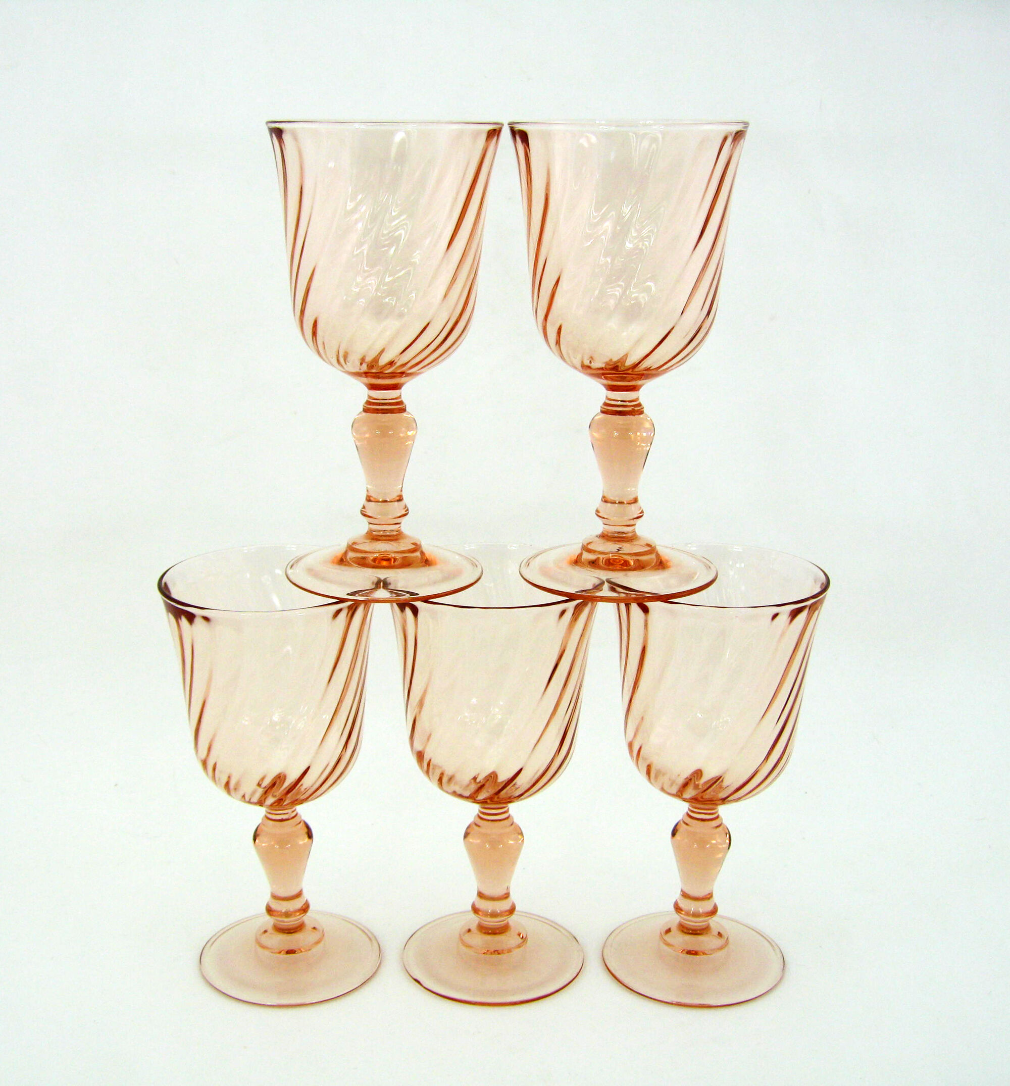 5 stemmed glasses - Rosaline Luminarc Arcoroc France - vintage 80s