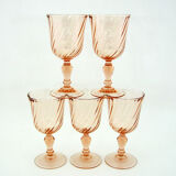 5 stemmed glasses - Rosaline Luminarc Arcoroc France - vintage 80s
