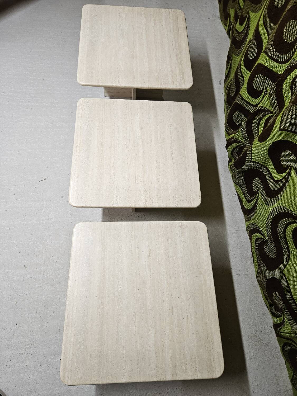 Set of 3 travertine nesting tables
