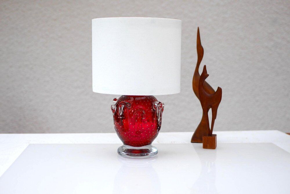 Red crystal glass lamp by Börne Augustsson for Åseda