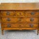 Commode Louis XVI en marqueterie et placage d'amarante/merisier 1950
