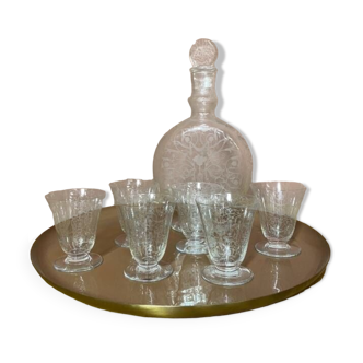 Baccarat crystal carafe and glasses set