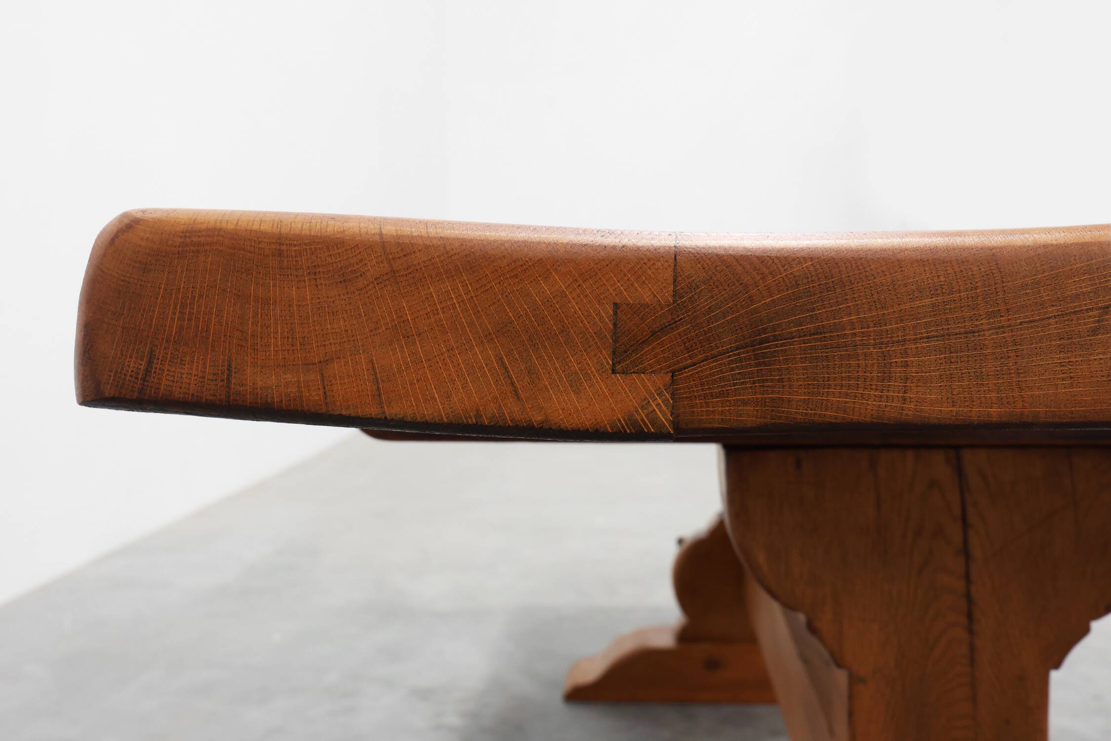 Rustic 20th century solid oak dinner table, France