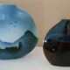 Enamelled ceramic design lens vase, 70s, Benoit Montreau Pour Virebent