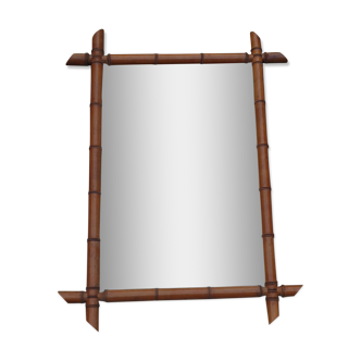 Old bamboo-style wooden mirror