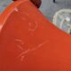 Stamp vintage orange 70's tamtam stool with black foam pad