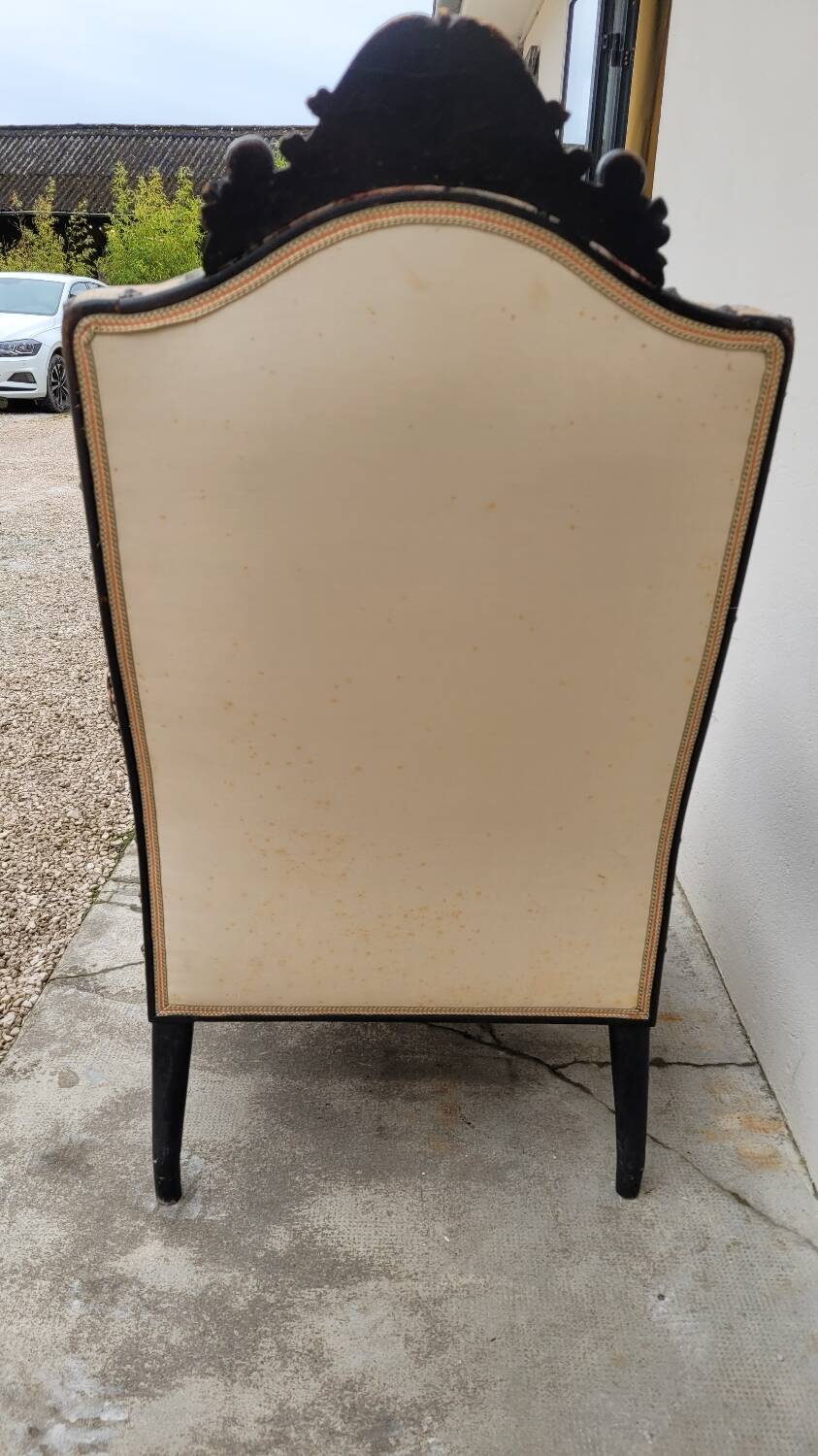 Napoleon III period armchair with floral tapestry, 19th century