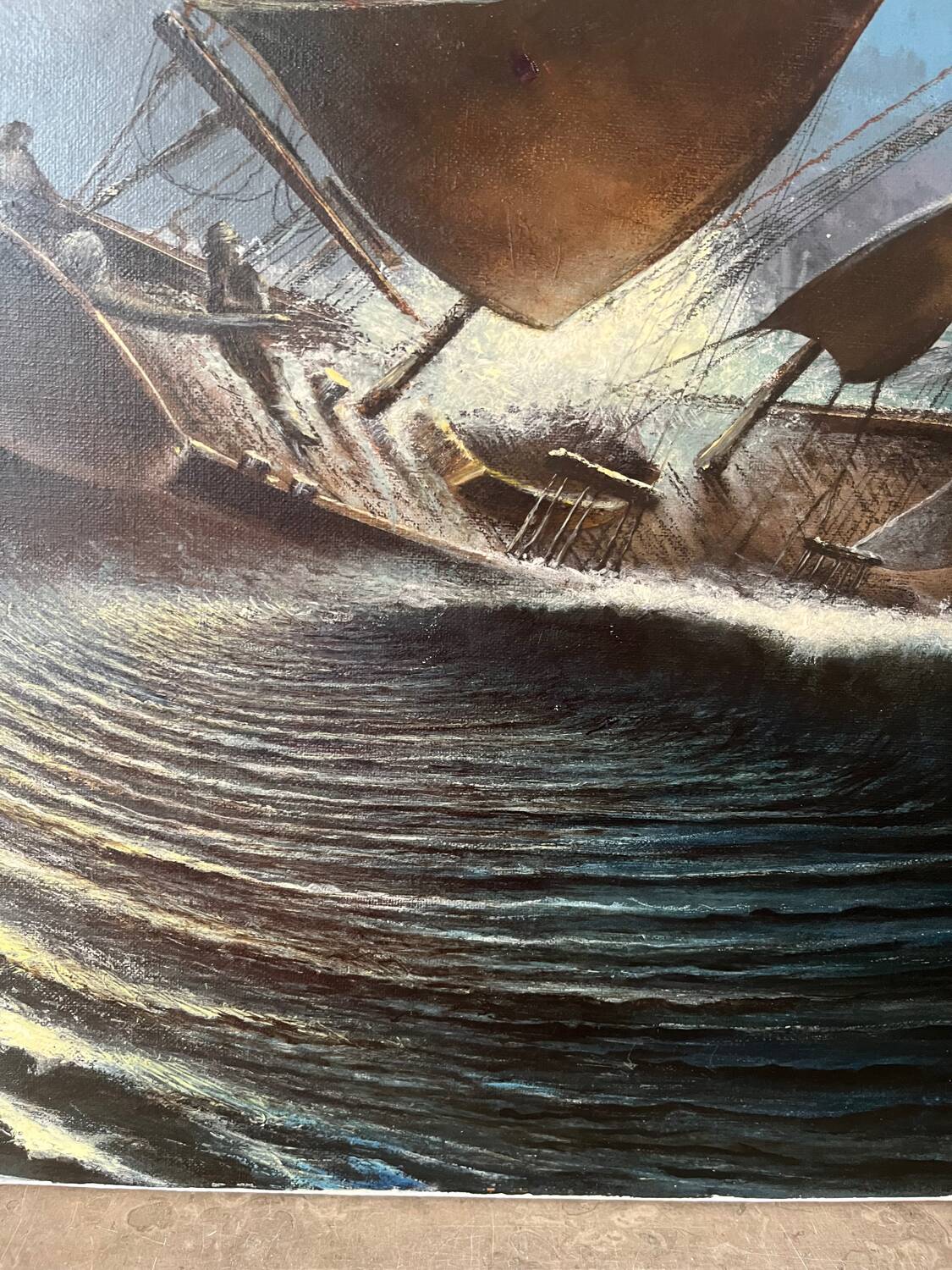 Marine, modern school, oil on canvas signed Van Ingelgam 1974