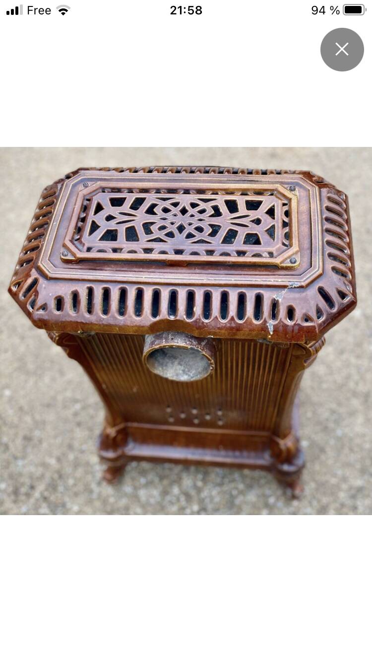 Antique enamelled cast iron pan