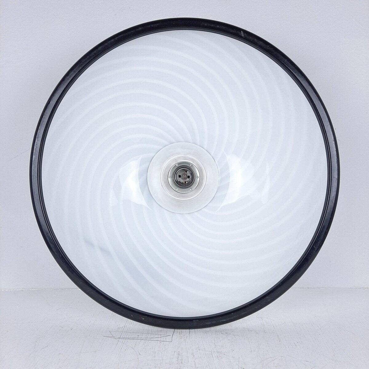 Suspension vintage italienne blanche et noire, années 1980