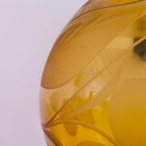 Lampe de table italienne en bois et verre jaune et vert jaune et vert du milieu du siècle