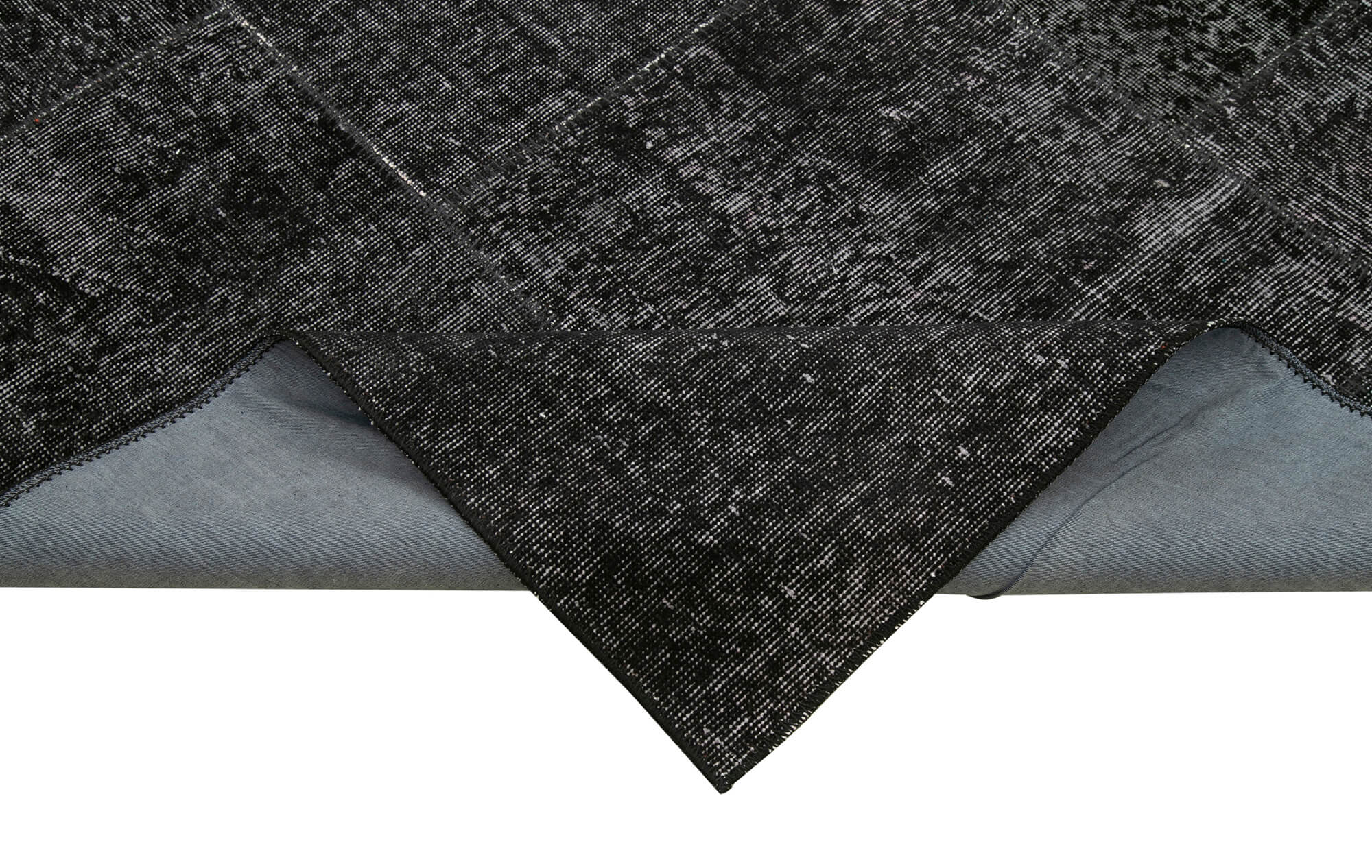 Hand-Knotted Oriental Overdyed 193 cm x 299 cm Black Patchwork Rug
