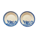 Pair plates flat blue flowers