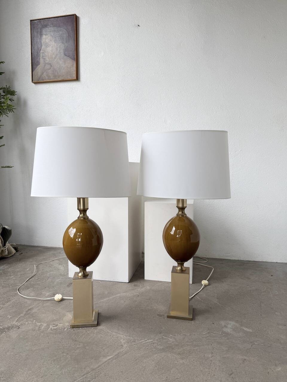 Pair of Philippe Barbier table lamps from the 70s
