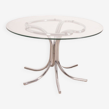 Table ronde en verre vintage design italien des années 1970