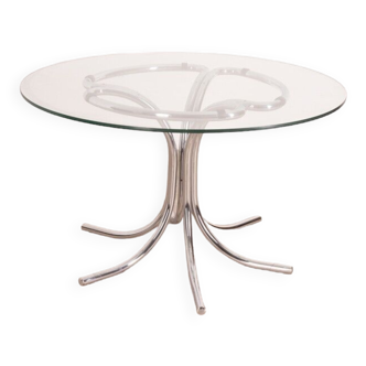 Table ronde en verre vintage design italien des années 1970