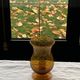Photophore in bubble glass and hand-blown golden yellow signed vintage biot