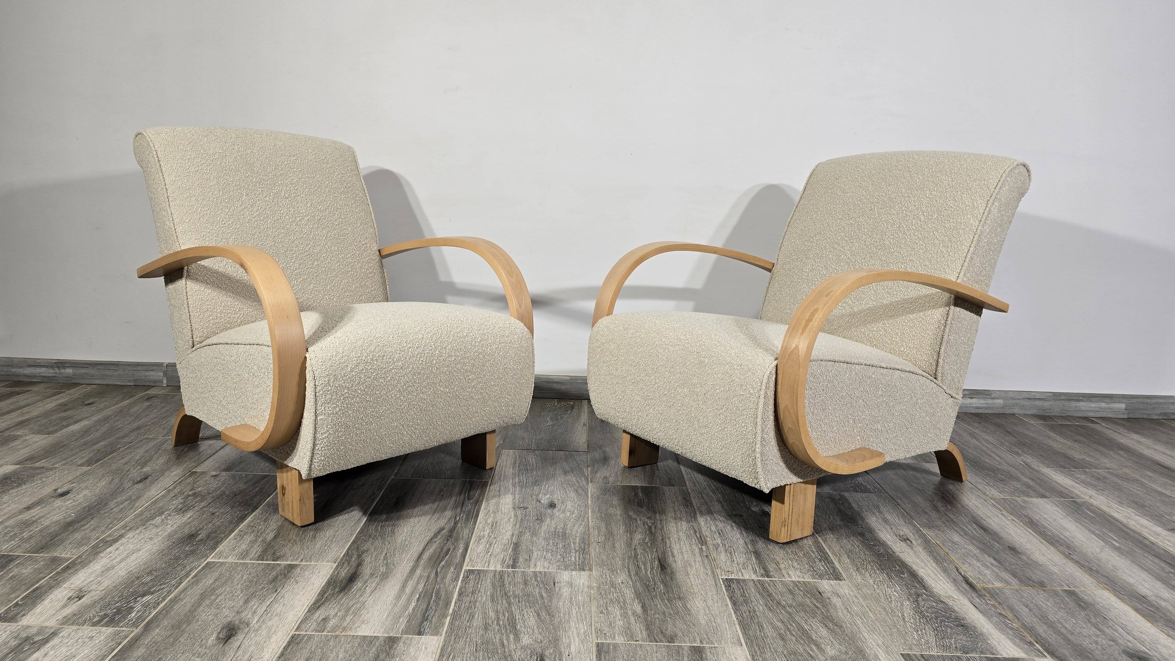 Set of Art Deco Lounge Chairs by Jindřich Halabala, 1950s