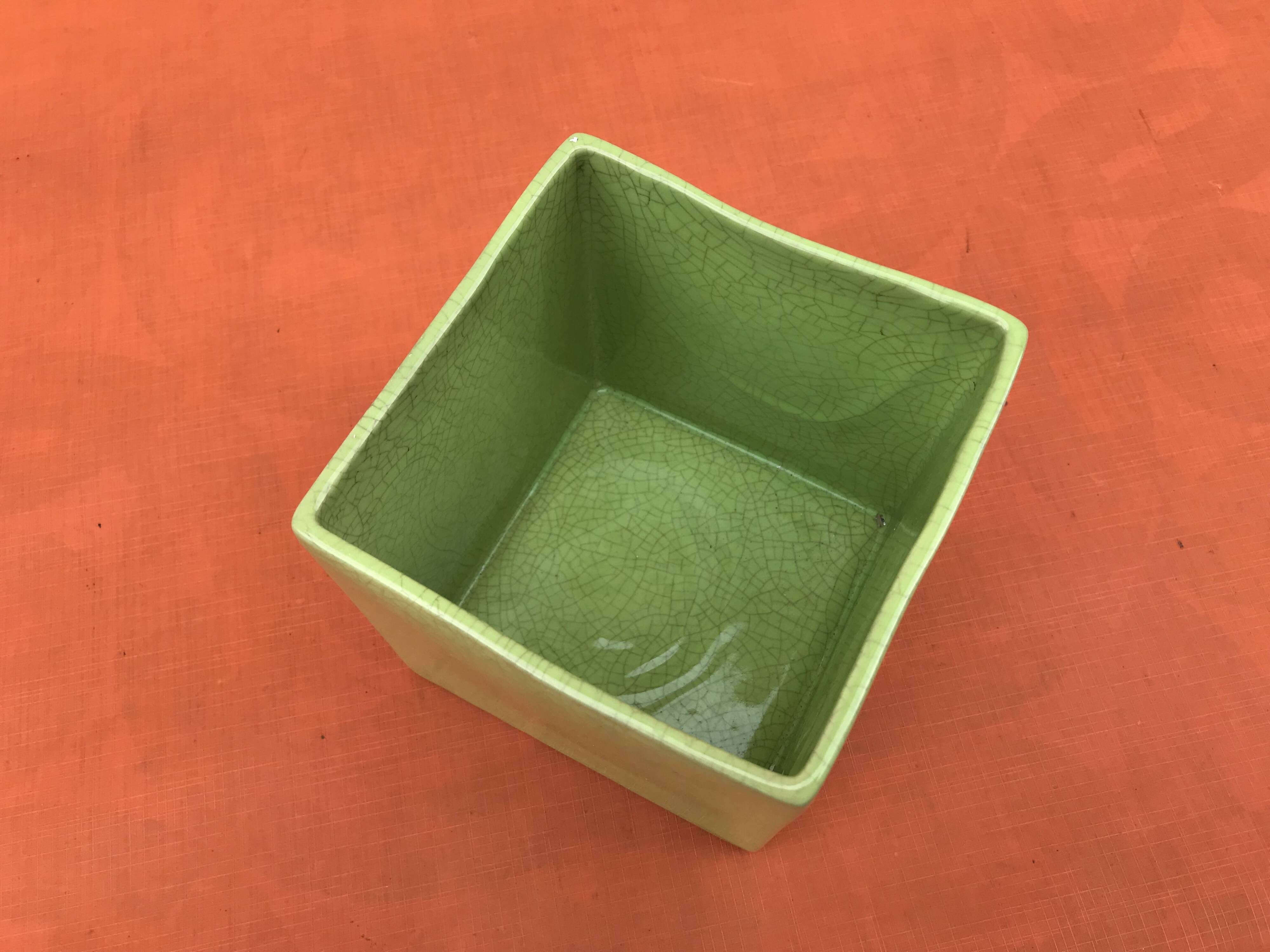 Neon-Green Crackled Effect Ceramic Planter / Decorative Pot