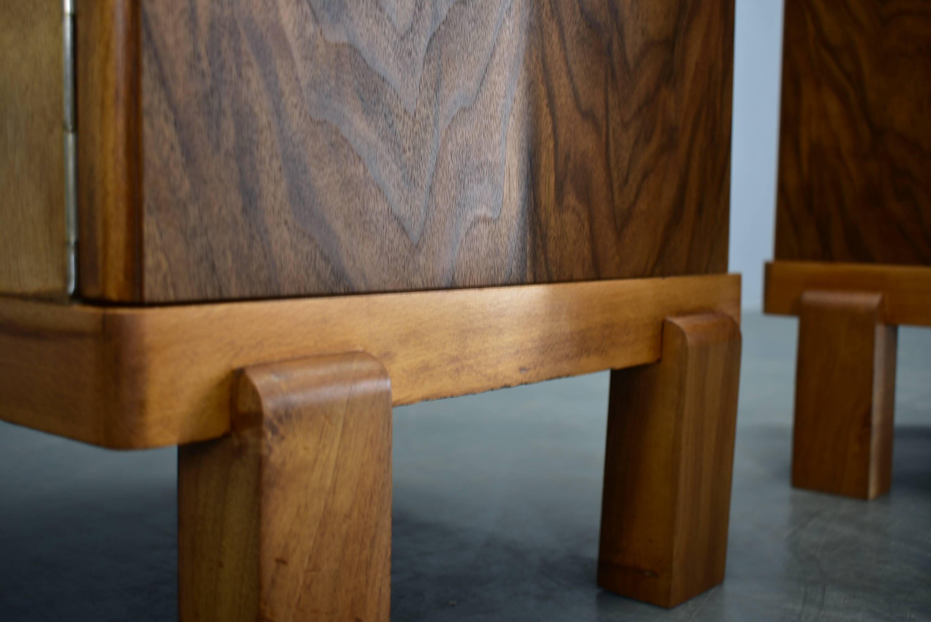 1935s pair of rare Art Deco bedside tables, Czechoslovakia