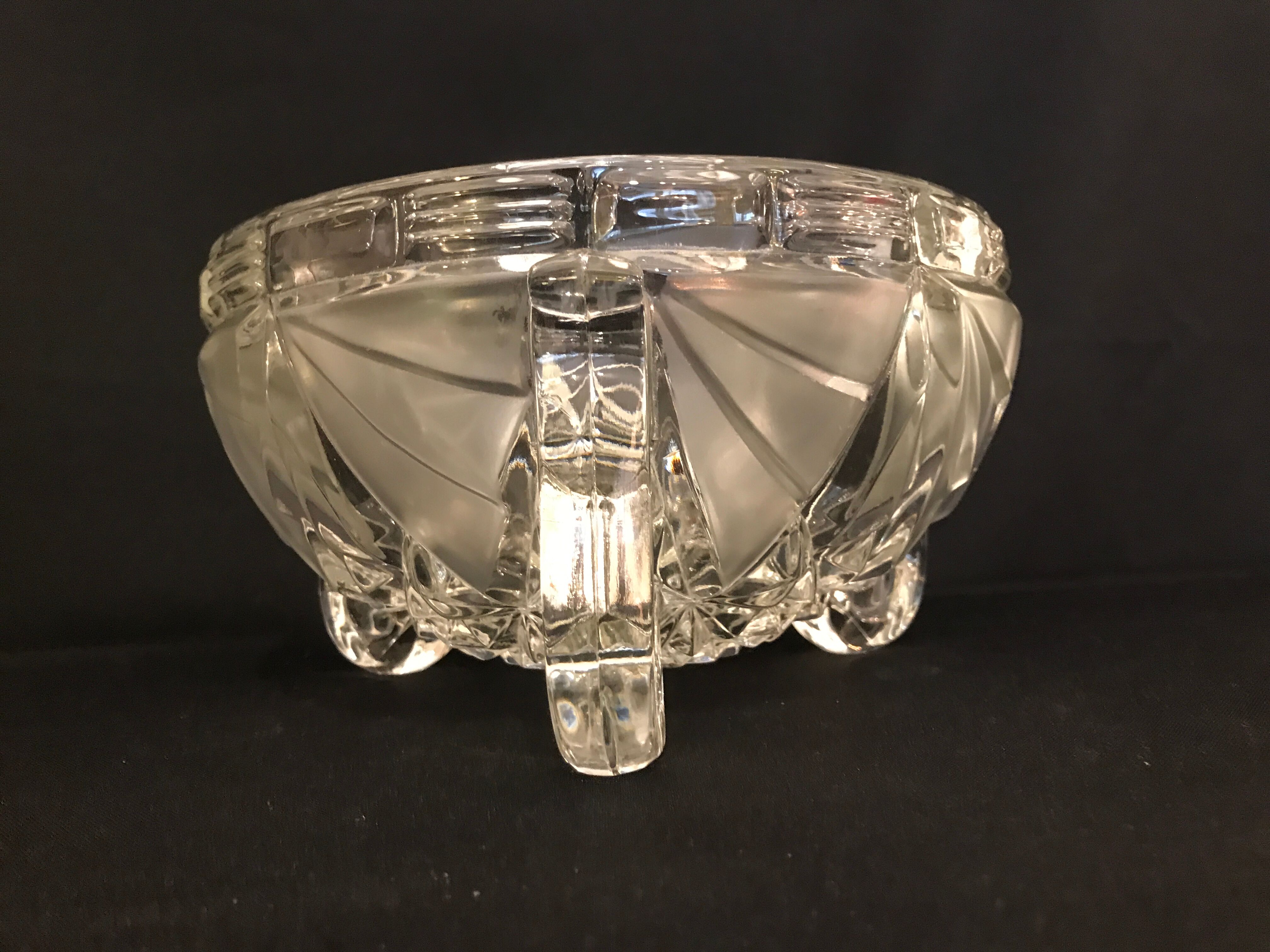 Libochovice Art Deco crystal salad bowl, 1930s, Czechoslovakia