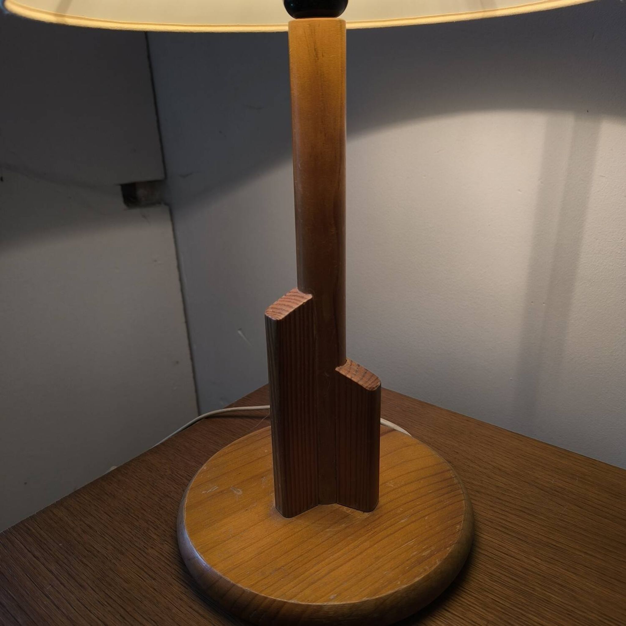 1980s pine table lamp