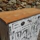 Old workshop furniture, professional piece, patinated Parisian sideboard.