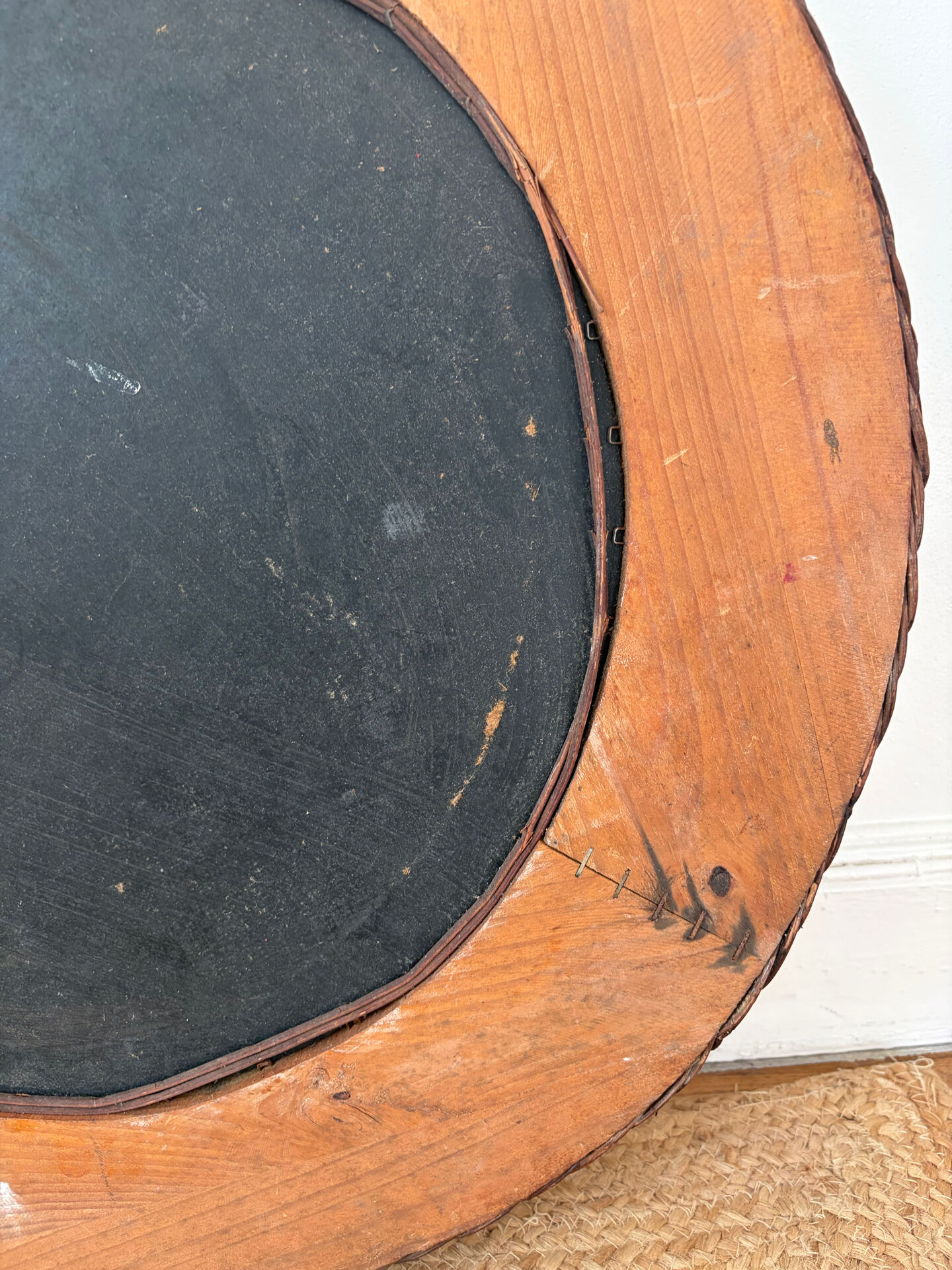 Mid-century wicker and rattan mirror